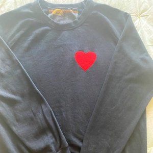 Aviator Nation Heart Embroidery Sweatshirt in Charcoal, size S